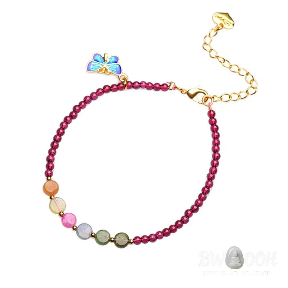 BWOOOH Garnet Tourmaline Butterfly Protection Bracelet Anklet - Garnet&amp;Tourmaline Bracelet - Bracelet Anklet