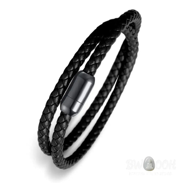 Buddha Stones Genuine Leather Red String Protection Magnetic Buckle Bracelet - BWOOOH - Bracelet