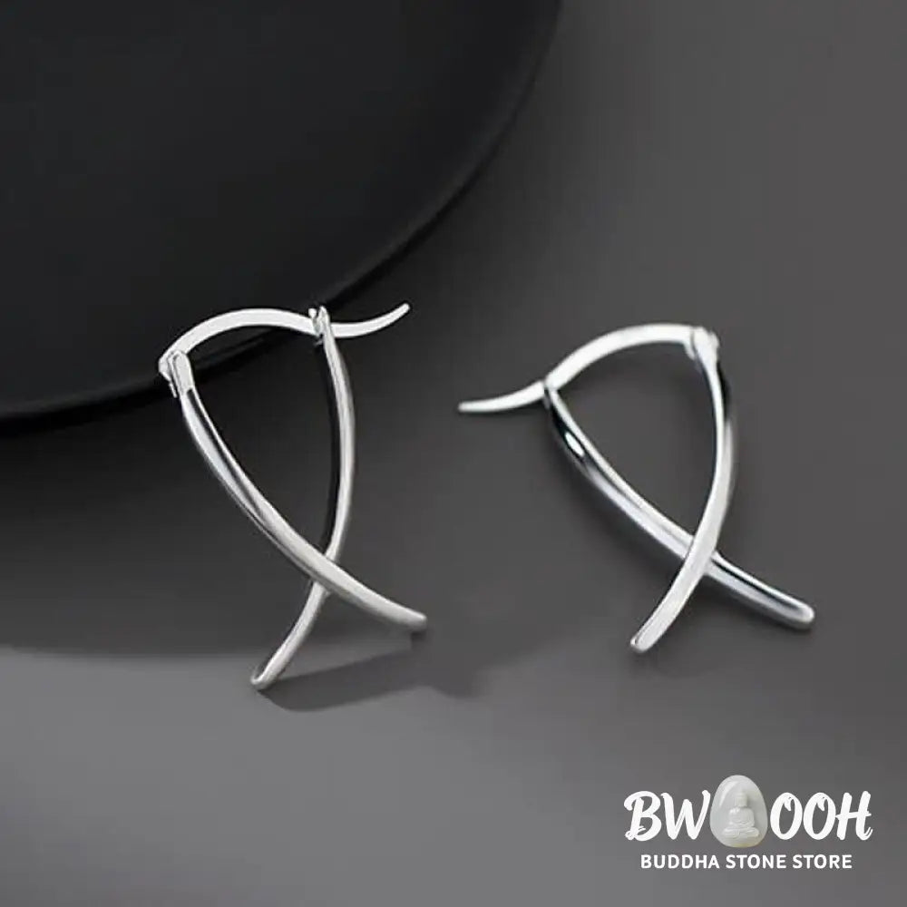 Buddha Stones Geometric Cross Design Luck Hoop Earrings - Earrings