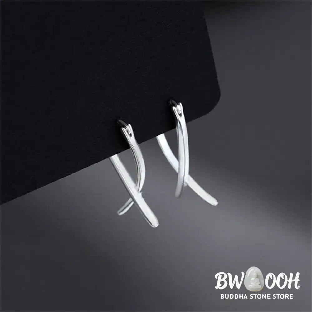 Buddha Stones Geometric Cross Design Luck Hoop Earrings - Earrings