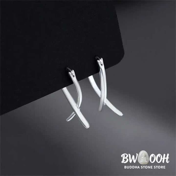 Buddha Stones Geometric Cross Design Luck Hoop Earrings - Earrings