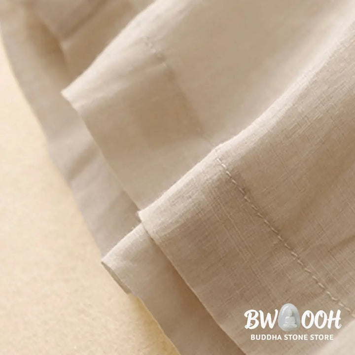 Buddha Stones Geometric Embroidery Elastic Waist Women’s Cotton Linen Wide Leg Pants With Pockets - Women’s Wide Leg