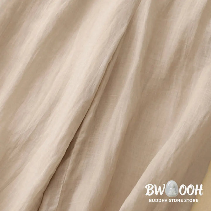Buddha Stones Geometric Embroidery Elastic Waist Women’s Cotton Linen Wide Leg Pants With Pockets - Women’s Wide Leg