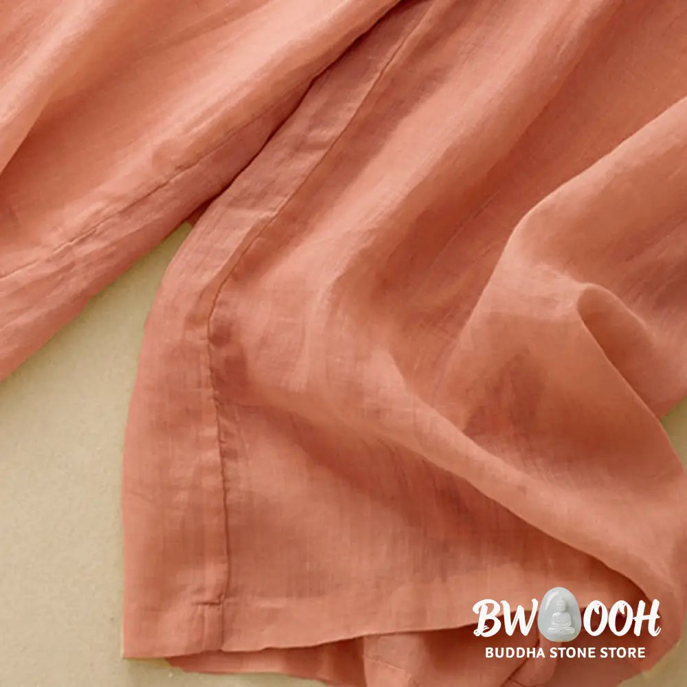 Buddha Stones Geometric Embroidery Elastic Waist Women’s Cotton Linen Wide Leg Pants With Pockets - Women’s Wide Leg