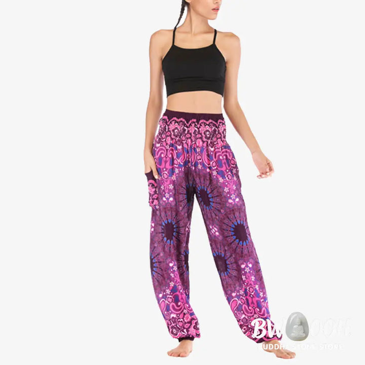 BWOOOH mandala print harem pants - Geometric Mandala Pattern Loose Harem Tr
