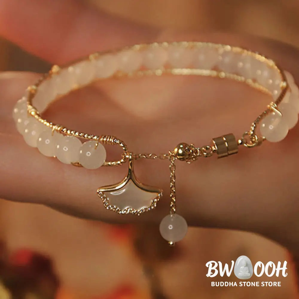 Buddha Stones Ginkgo Leaf Jade Bead Luck Bracelet - BWOOOH - Jade(Prosperity♥Abundance) - Bracelet