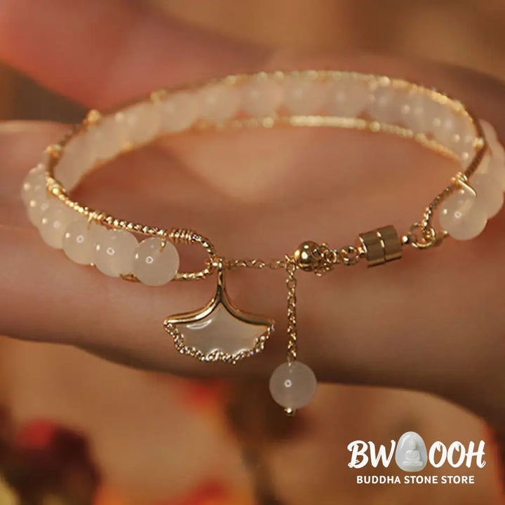 Buddha Stones Ginkgo Leaf Jade Bead Luck Bracelet - BWOOOH - Jade(Prosperity♥Abundance) - Bracelet