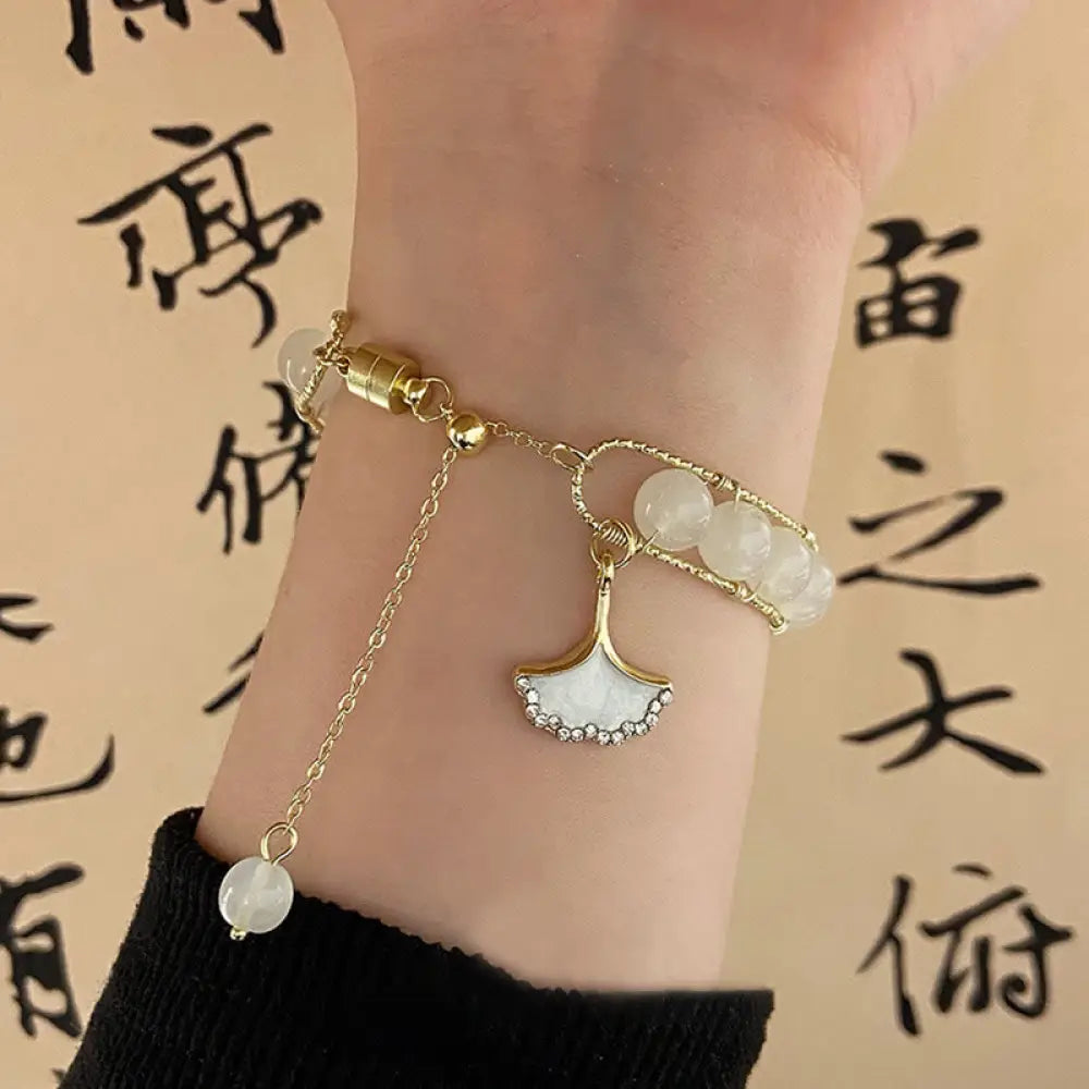 BWOOOH Ginkgo Leaf Jade Bead Luck Bracelet - BWOOOH - Jade(Prosperity♥Abundance) - Bracelet