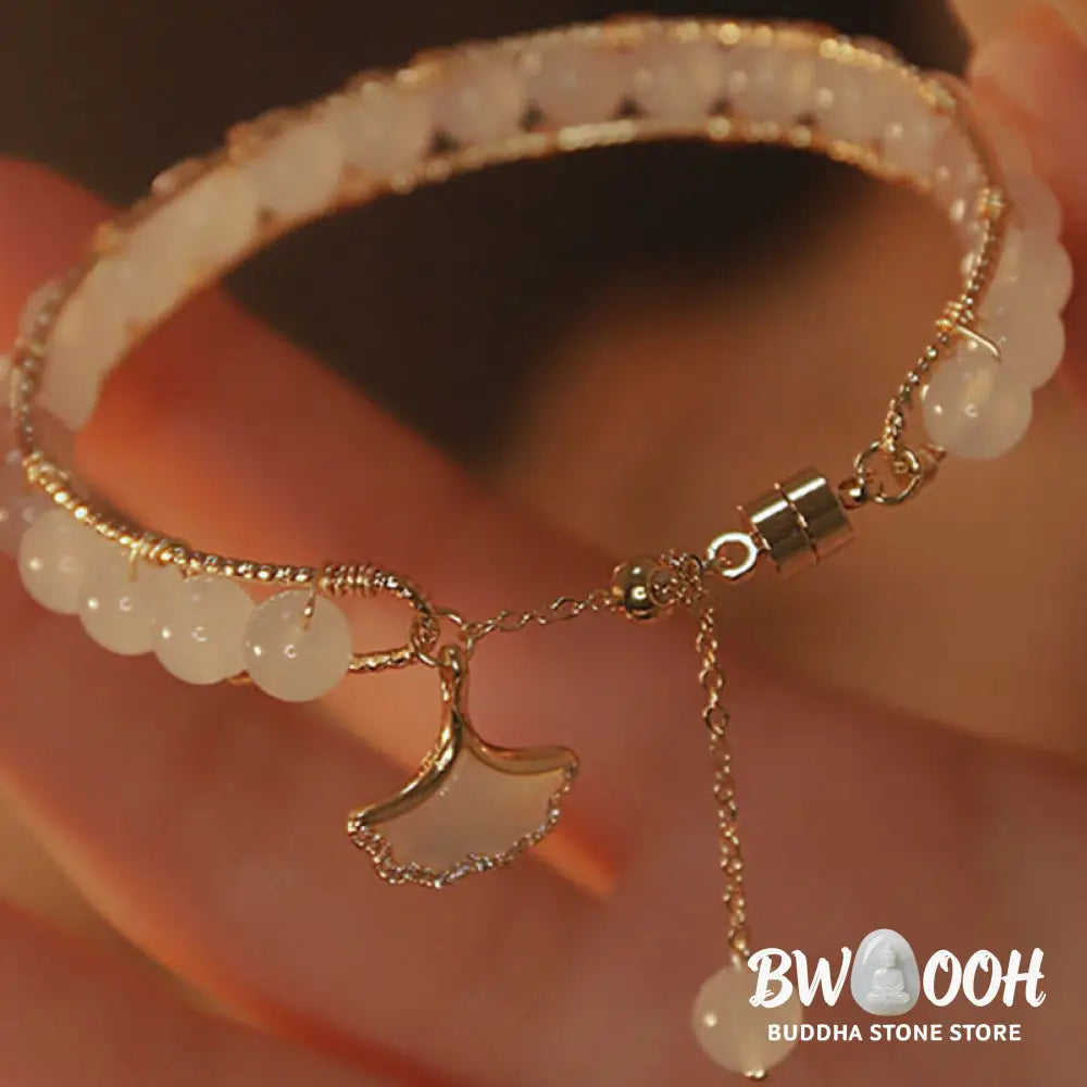 Buddha Stones Ginkgo Leaf Jade Bead Luck Bracelet - BWOOOH - Jade(Prosperity♥Abundance) - Bracelet