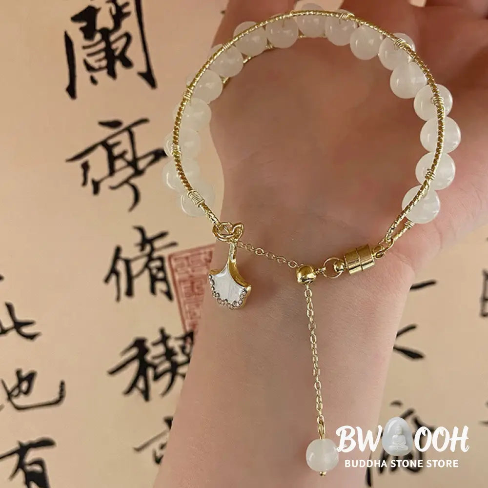 Buddha Stones Ginkgo Leaf Jade Bead Luck Bracelet - BWOOOH - Jade(Prosperity♥Abundance) - Bracelet