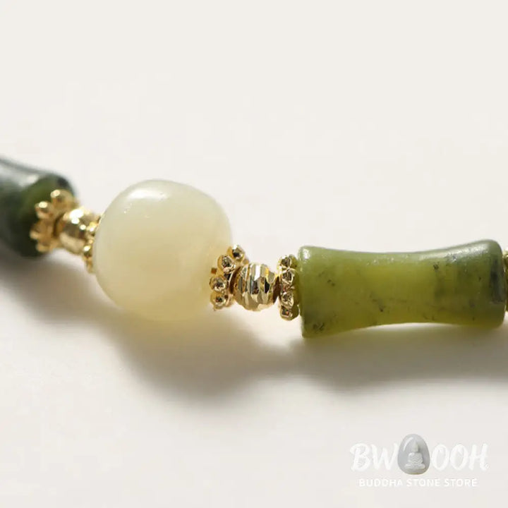 Buddha Stones Glass Bead Bamboo Luck Strength Chain Bracelet - BWOOOH - Bracelet