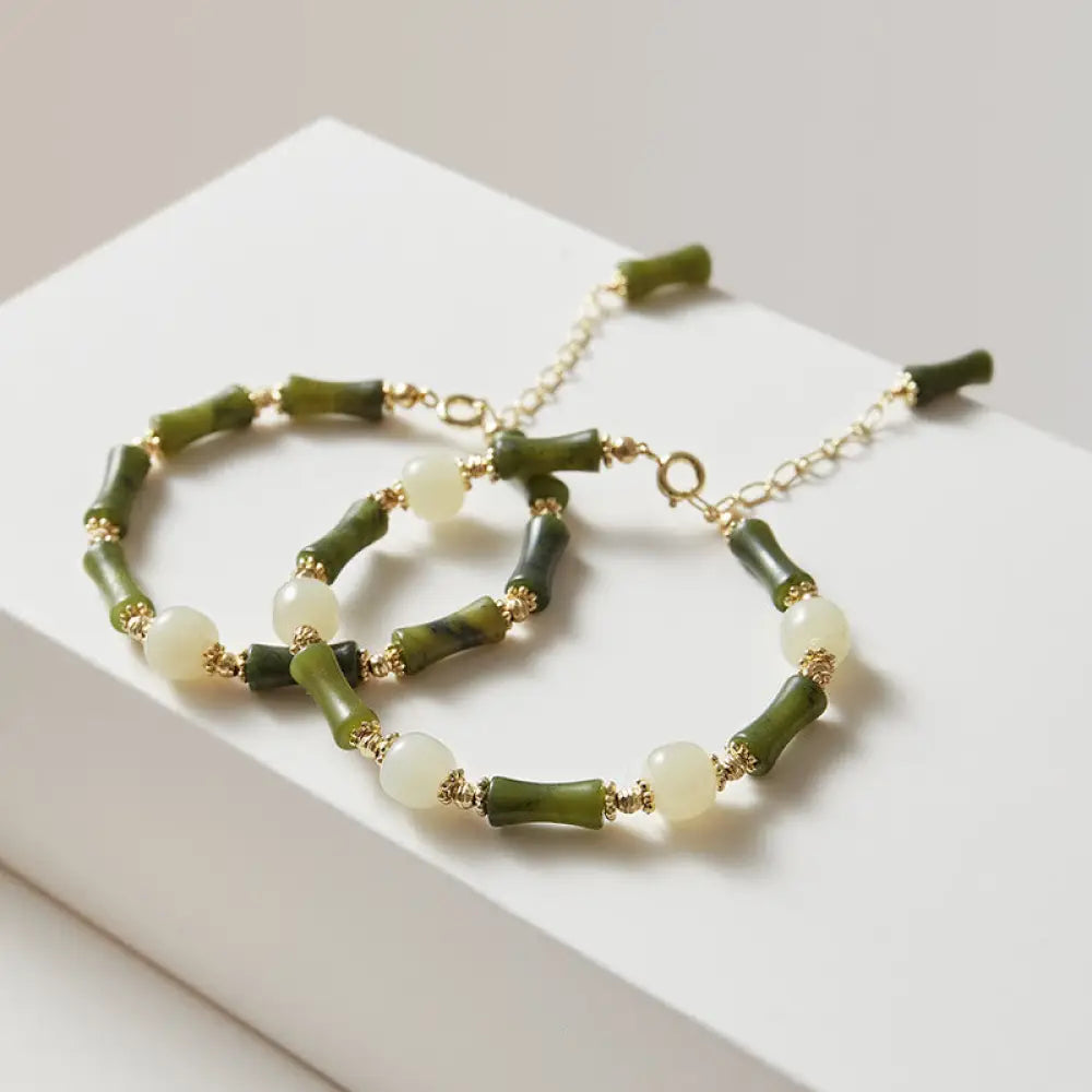 BWOOOH Glass Bead Bamboo Luck Strength Chain Bracelet - BWOOOH - Bracelet