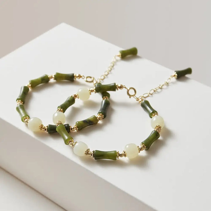 BWOOOH Glass Bead Bamboo Luck Strength Chain Bracelet - BWOOOH - Bracelet