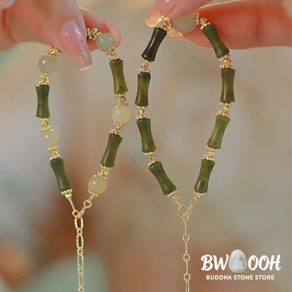 Buddha Stones Glass Bead Bamboo Luck Strength Chain Bracelet - BWOOOH - Bracelet