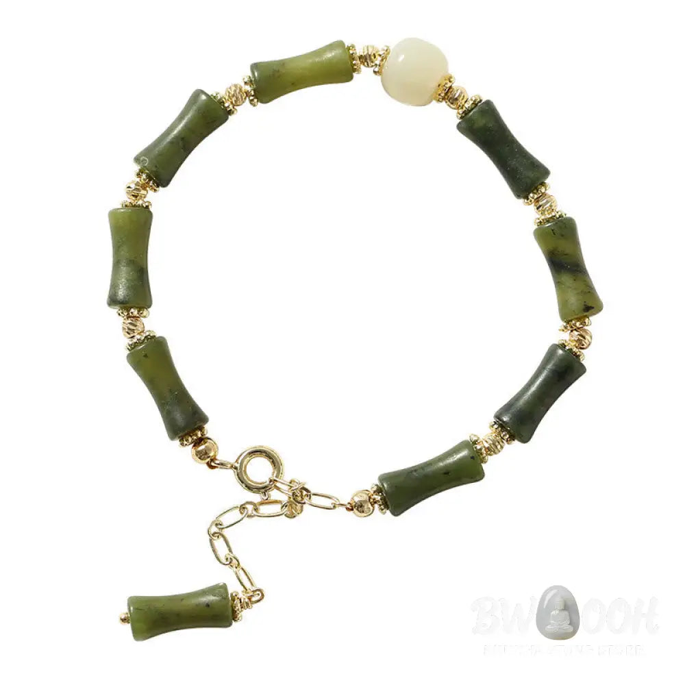 Buddha Stones Glass Bead Bamboo Luck Strength Chain Bracelet - BWOOOH - Bracelet