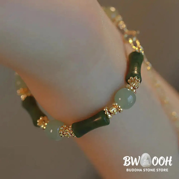 Buddha Stones Glass Bead Bamboo Luck Strength Chain Bracelet - BWOOOH - Bracelet