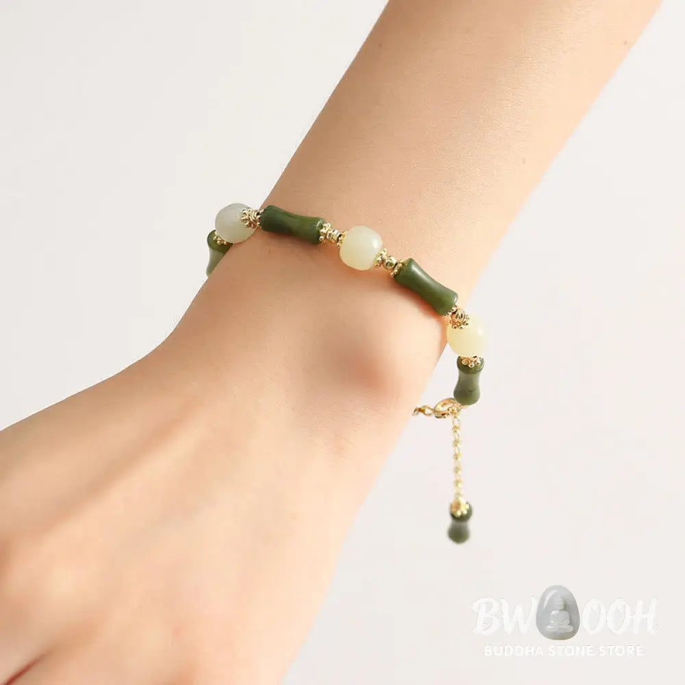 Buddha Stones Glass Bead Bamboo Luck Strength Chain Bracelet - BWOOOH - Bracelet