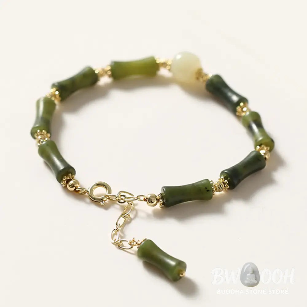 Buddha Stones Glass Bead Bamboo Luck Strength Chain Bracelet - BWOOOH - Bracelet