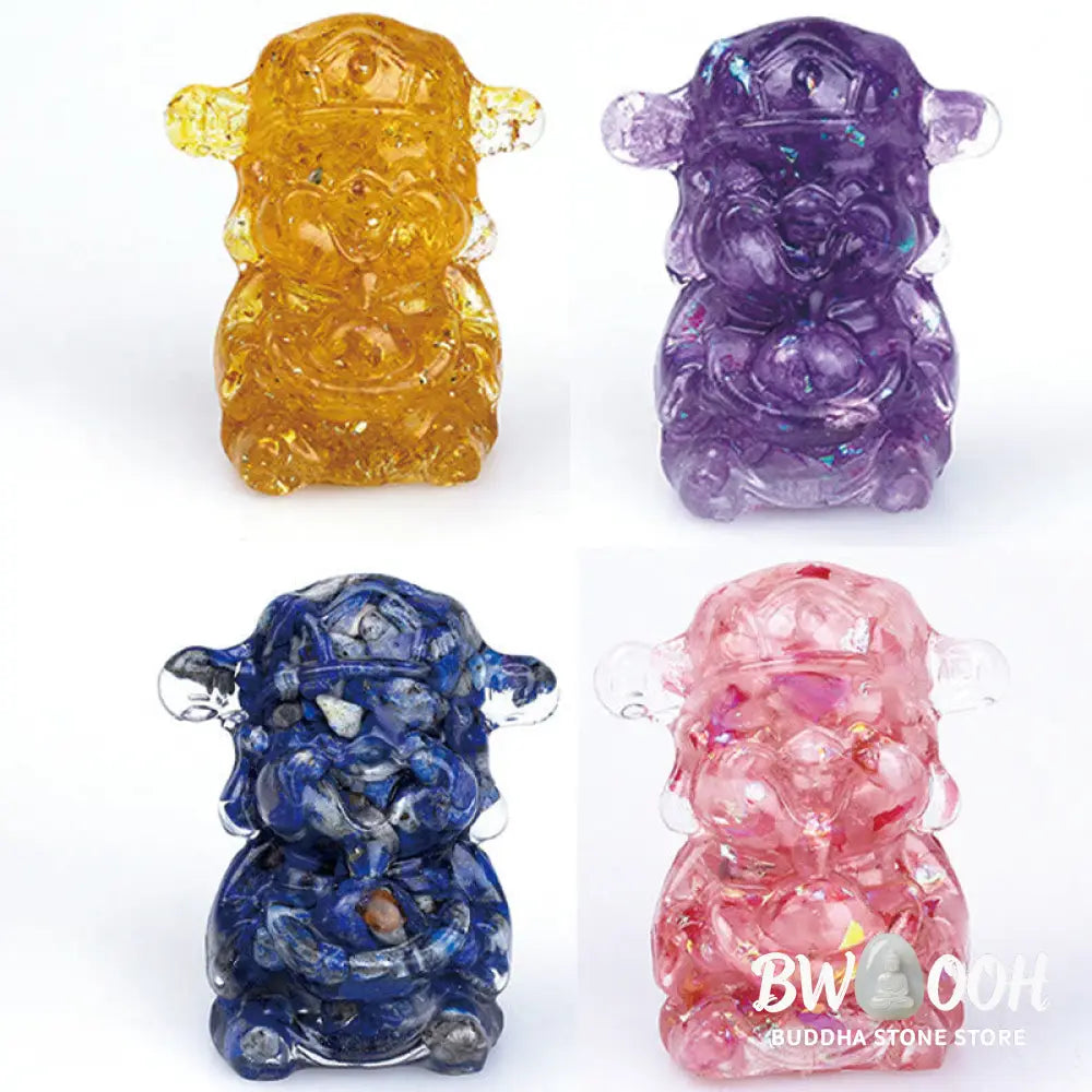 Buddha Stones God of Wealth Amethyst Crystal Resin Energy Fortune Home Decoration - Decorations