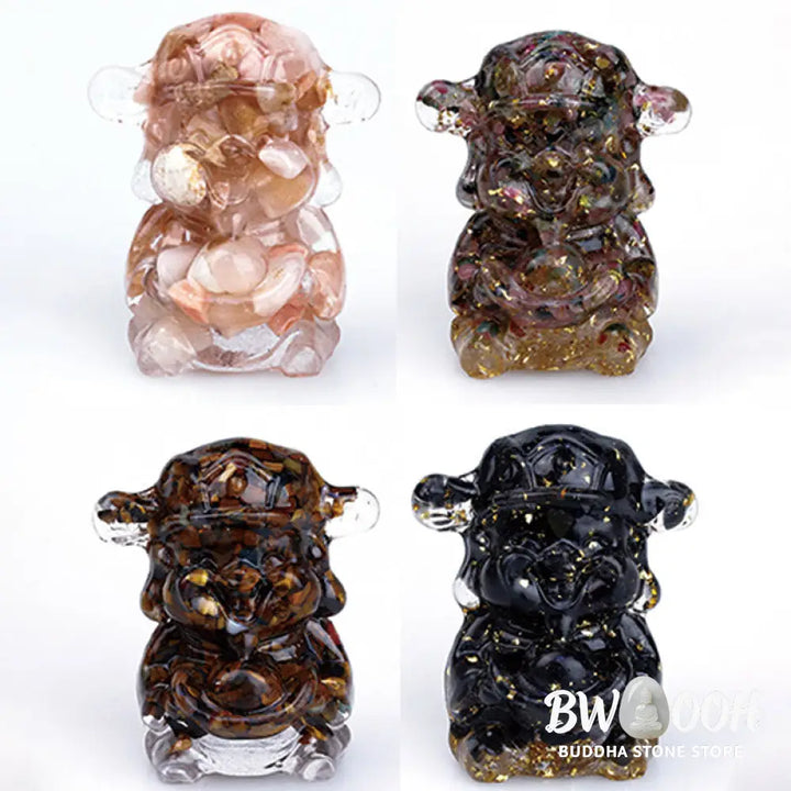 Buddha Stones God of Wealth Amethyst Crystal Resin Energy Fortune Home Decoration - Decorations