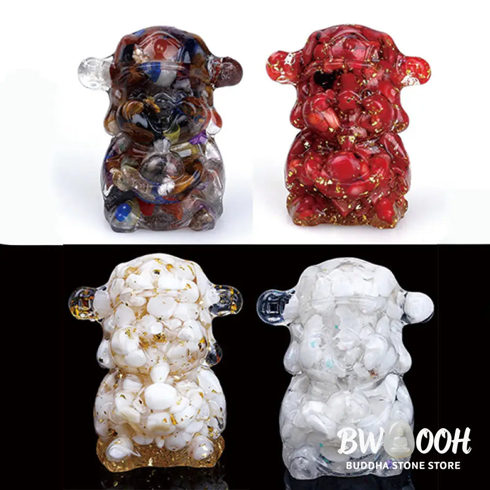 Buddha Stones God of Wealth Amethyst Crystal Resin Energy Fortune Home Decoration - Decorations
