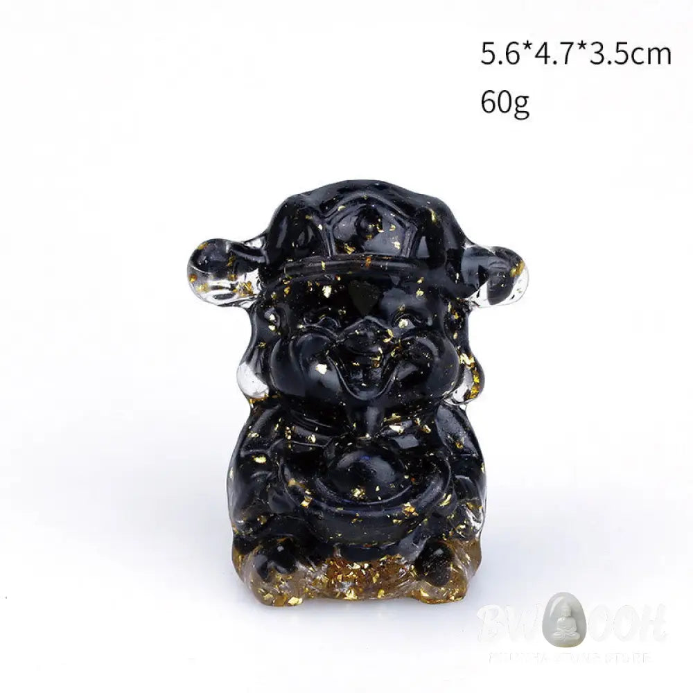 Buddha Stones God of Wealth Amethyst Crystal Resin Energy Fortune Home Decoration - Decorations