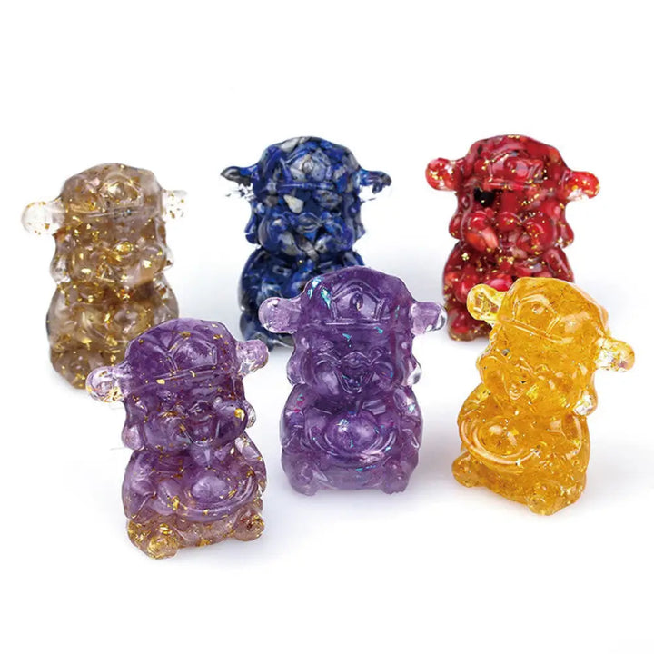 Buddha Stones God of Wealth Amethyst Crystal Resin Energy Fortune Home Decoration - Decorations