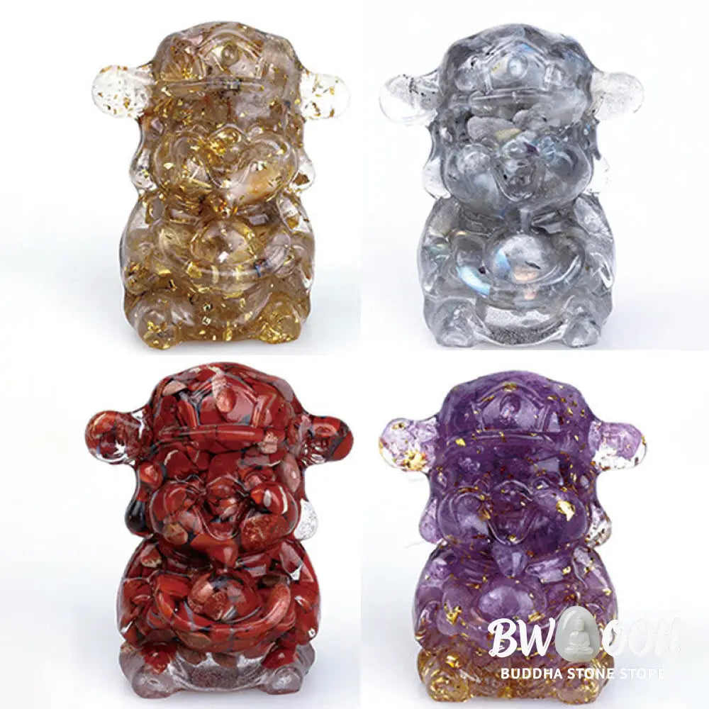 Buddha Stones God of Wealth Amethyst Crystal Resin Energy Fortune Home Decoration - Decorations