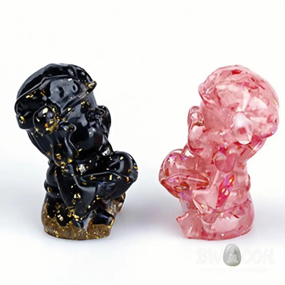 Buddha Stones God of Wealth Amethyst Crystal Resin Energy Fortune Home Decoration - Decorations