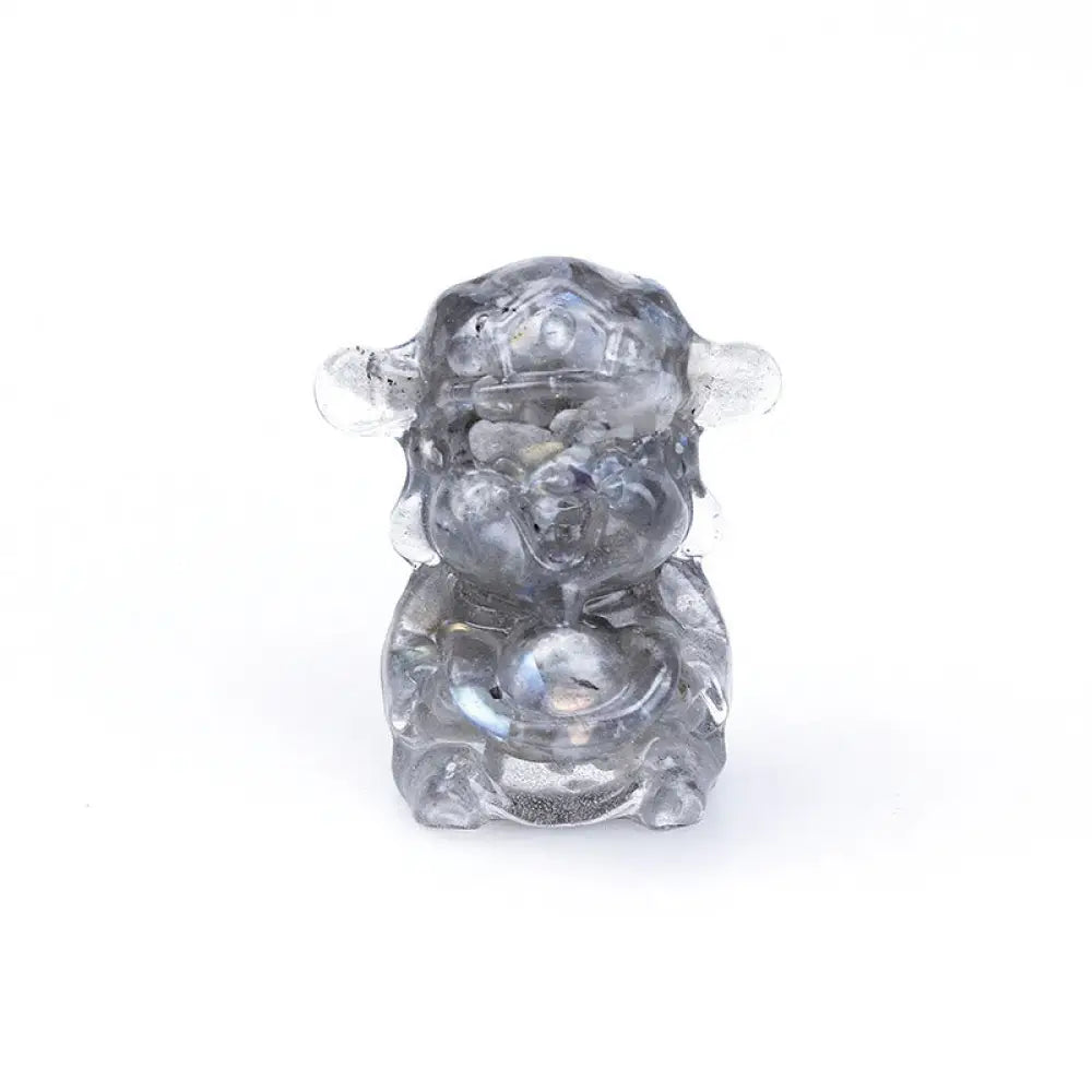 Buddha Stones God of Wealth Amethyst Crystal Resin Energy Fortune Home Decoration - Labradorite 5.6*4.7*3.5cm