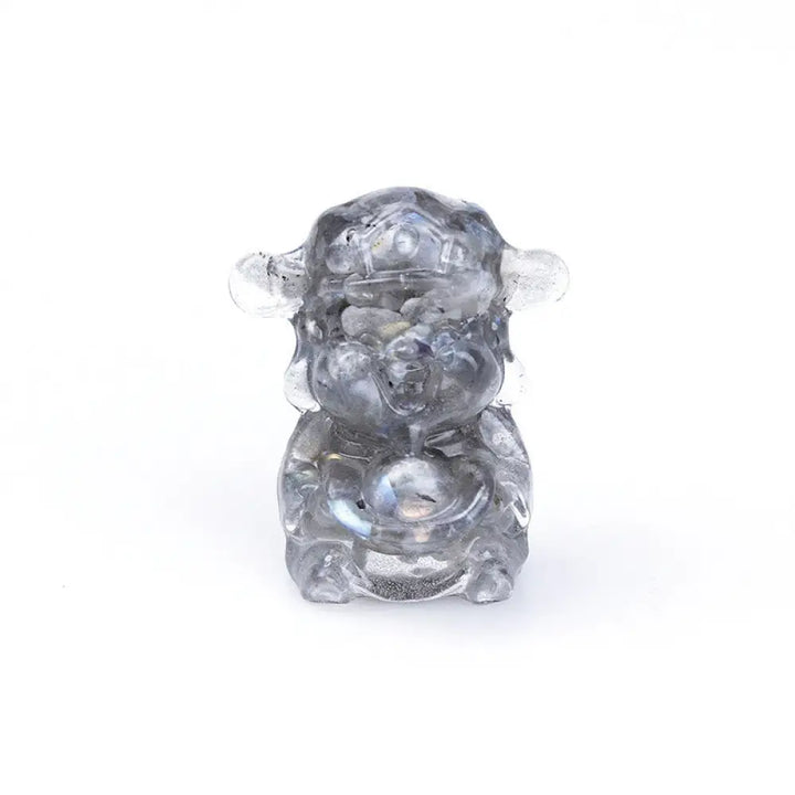 Buddha Stones God of Wealth Amethyst Crystal Resin Energy Fortune Home Decoration - Labradorite 5.6*4.7*3.5cm