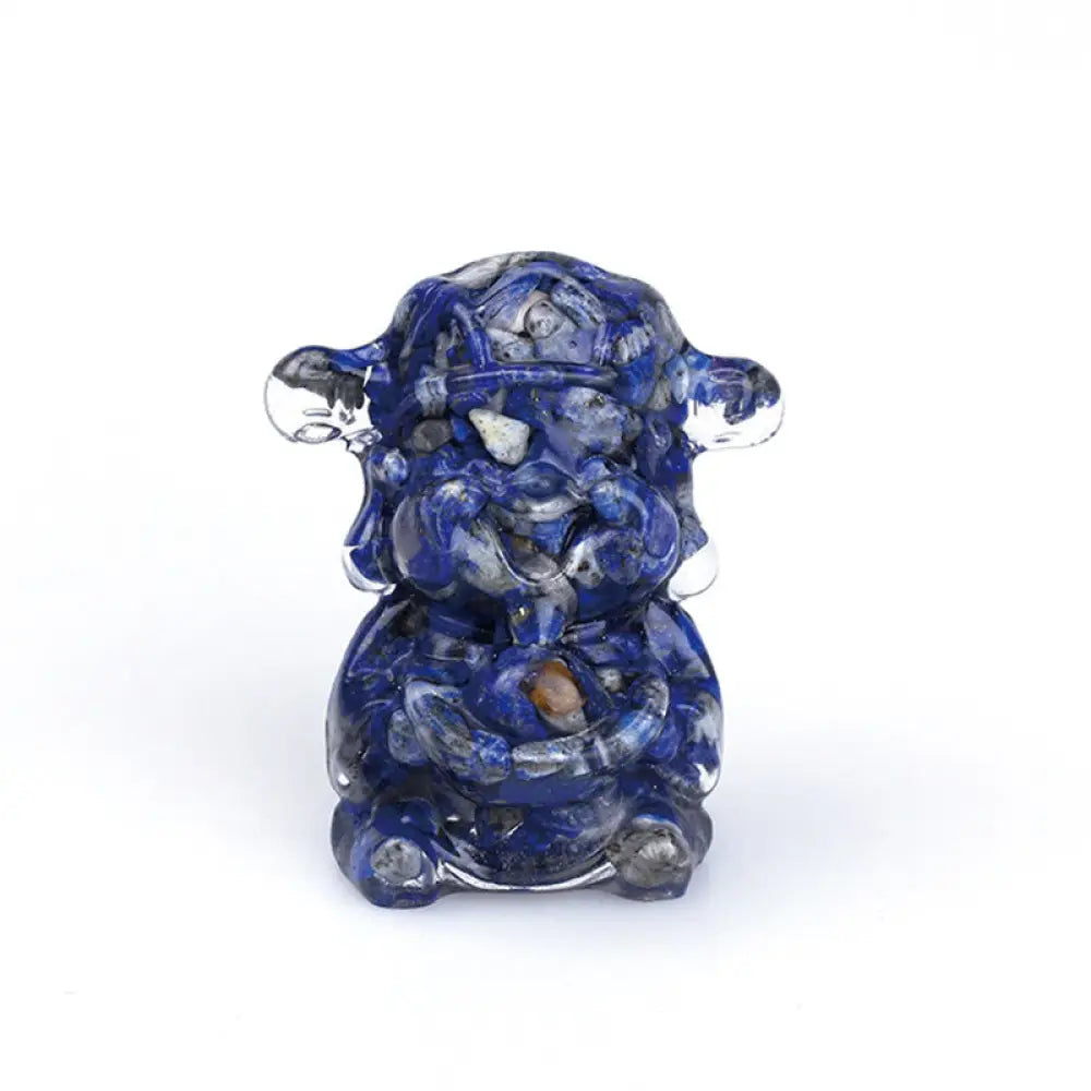 Buddha Stones God of Wealth Amethyst Crystal Resin Energy Fortune Home Decoration - Lazurite 5.6*4.7*3.5cm - Decorations