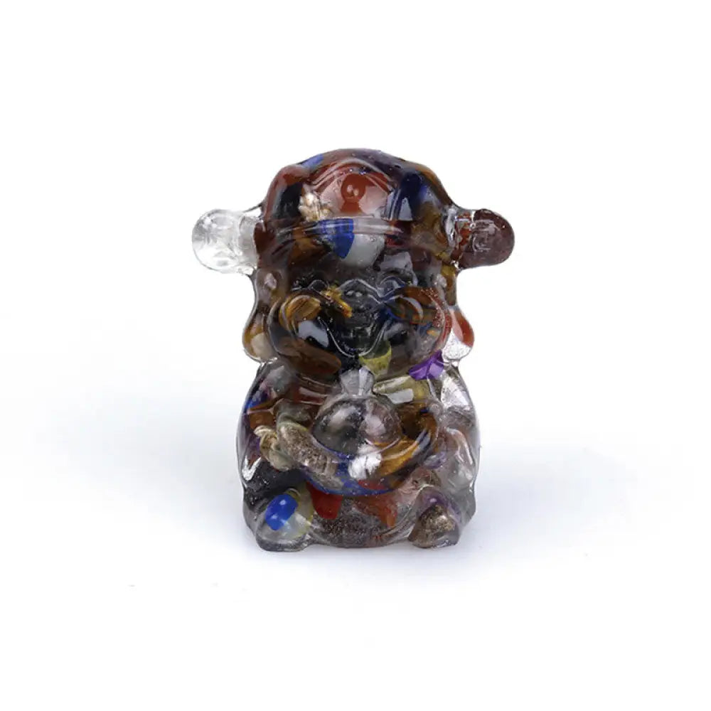 Buddha Stones God of Wealth Amethyst Crystal Resin Energy Fortune Home Decoration - Miscellaneous Stones 5.6*4.7*3.5cm