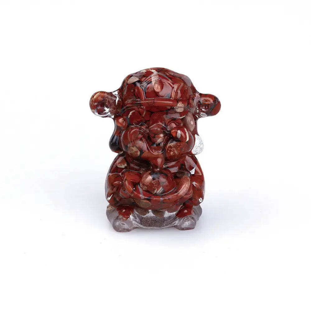Buddha Stones God of Wealth Amethyst Crystal Resin Energy Fortune Home Decoration - Red Jasper 5.6*4.7*3.5cm