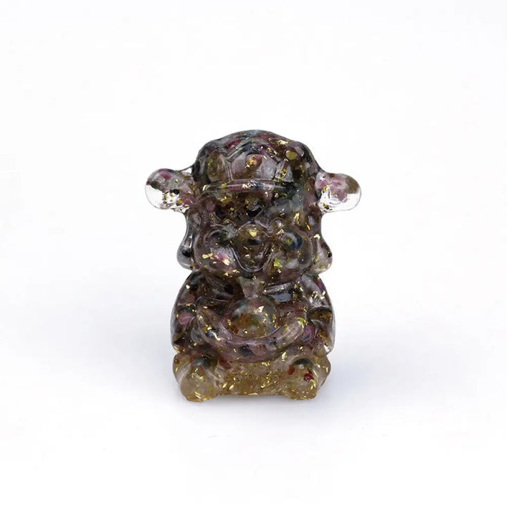 Buddha Stones God of Wealth Amethyst Crystal Resin Energy Fortune Home Decoration - Tourmaline 5.6*4.7*3.5cm