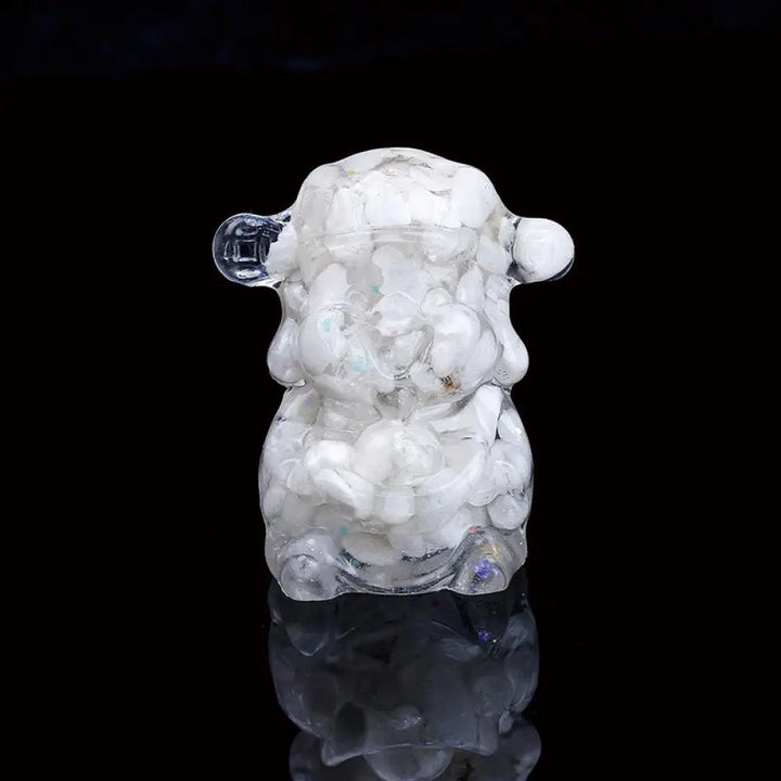 Buddha Stones God of Wealth Amethyst Crystal Resin Energy Fortune Home Decoration - White Crystal 5.6*4.7*3.5cm