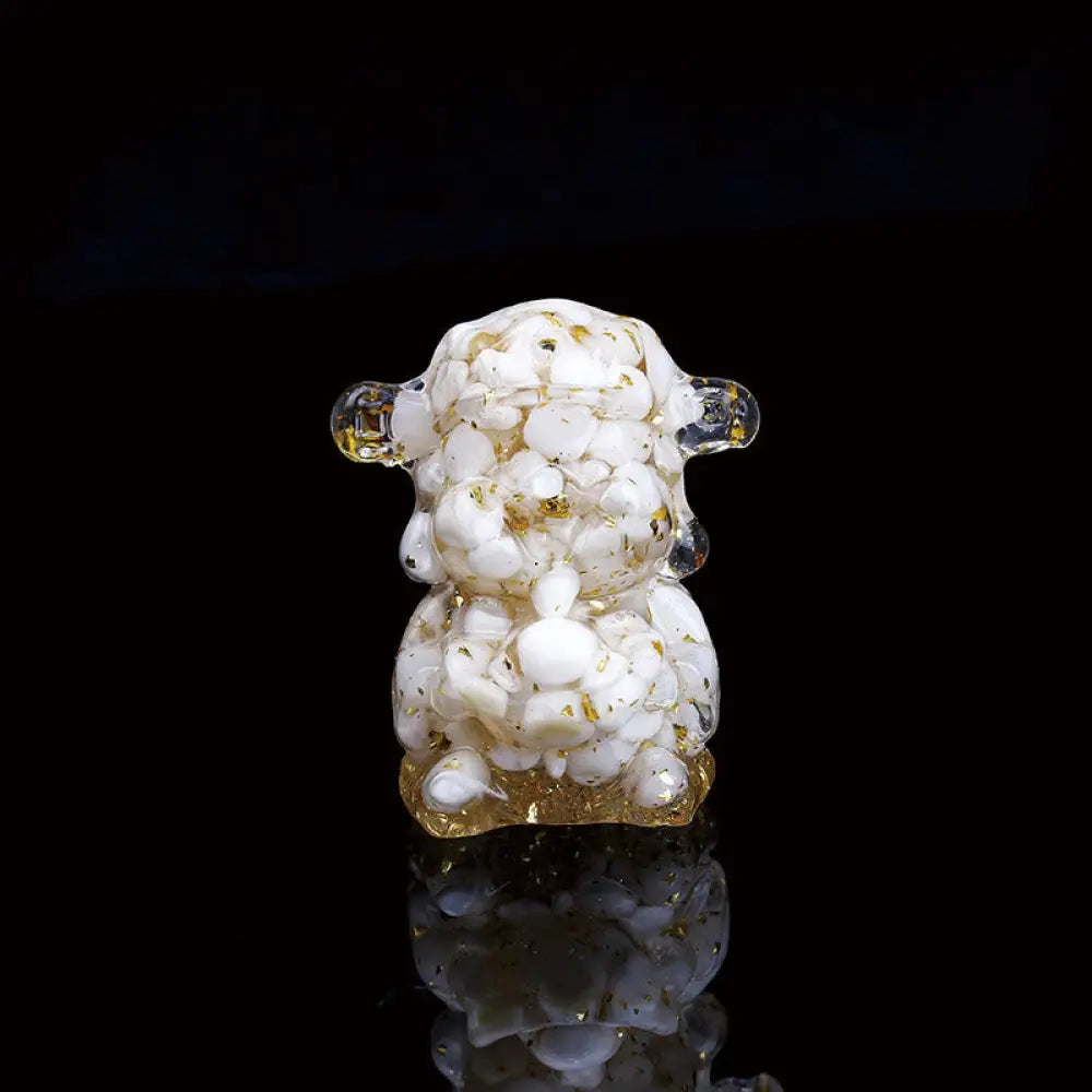 Buddha Stones God of Wealth Amethyst Crystal Resin Energy Fortune Home Decoration - White Shell 5.6*4.7*3.5cm