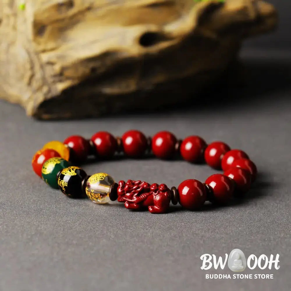 BWOOOH God Of Wealth Cinnabar PiXiu Blessing Bracelet - 10mm / Low Content Cinnabar - Bracelet
