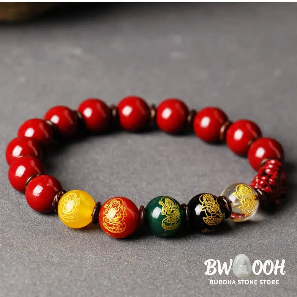 BWOOOH God Of Wealth Cinnabar PiXiu Blessing Bracelet - 10mm / Low Content Cinnabar - Bracelet