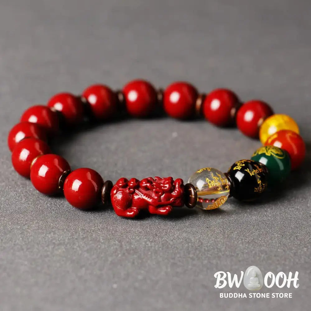 BWOOOH God Of Wealth Cinnabar PiXiu Blessing Bracelet - 10mm / Low Content Cinnabar - Bracelet