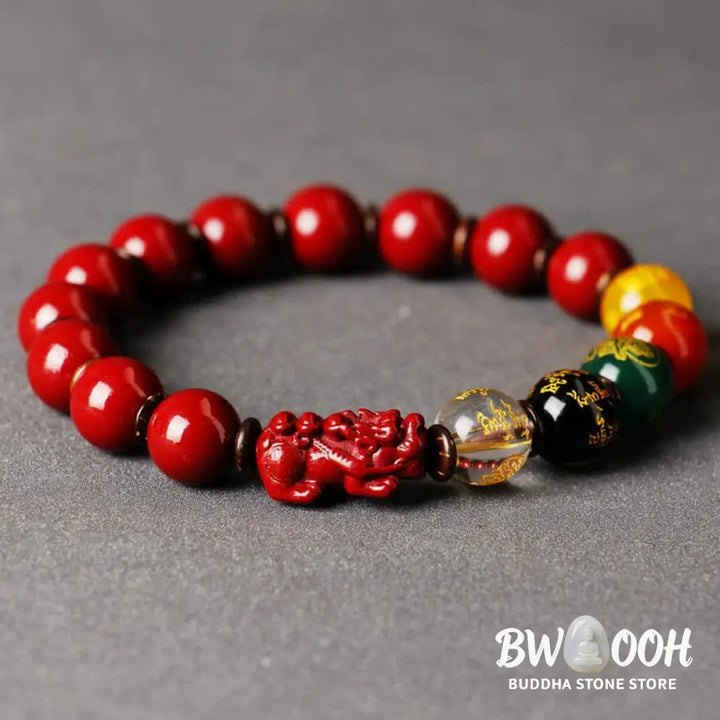 BWOOOH God Of Wealth Cinnabar PiXiu Blessing Bracelet - 10mm / Low Content Cinnabar - Bracelet
