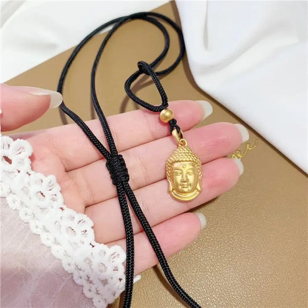 Buddha Stones Gold Buddha Copper Wealth Necklace Pendant - BWOOOH - Small - Necklaces &amp; Pendants