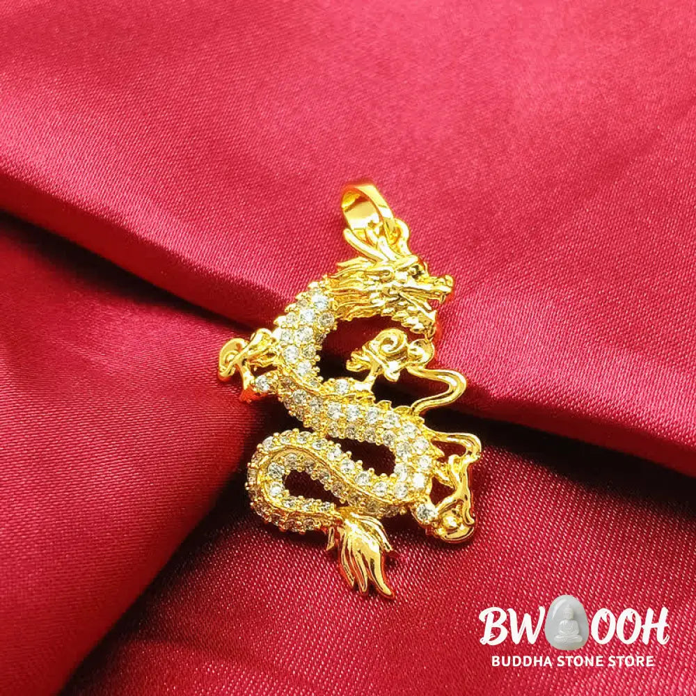 Buddha Stones Gold Dragon Protection Necklace Pendant - BWOOOH - Dragon - Necklaces &amp; Pendants