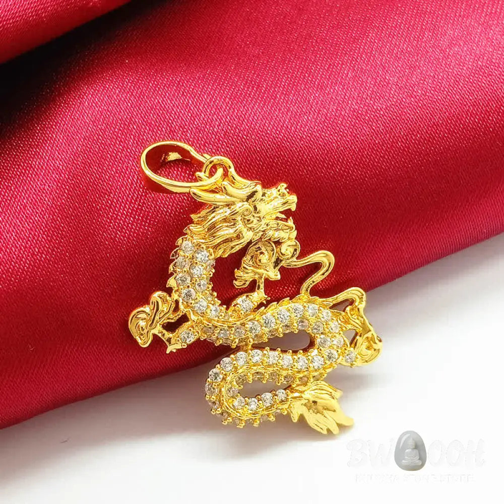 Buddha Stones Gold Dragon Protection Necklace Pendant - BWOOOH - Dragon - Necklaces &amp; Pendants