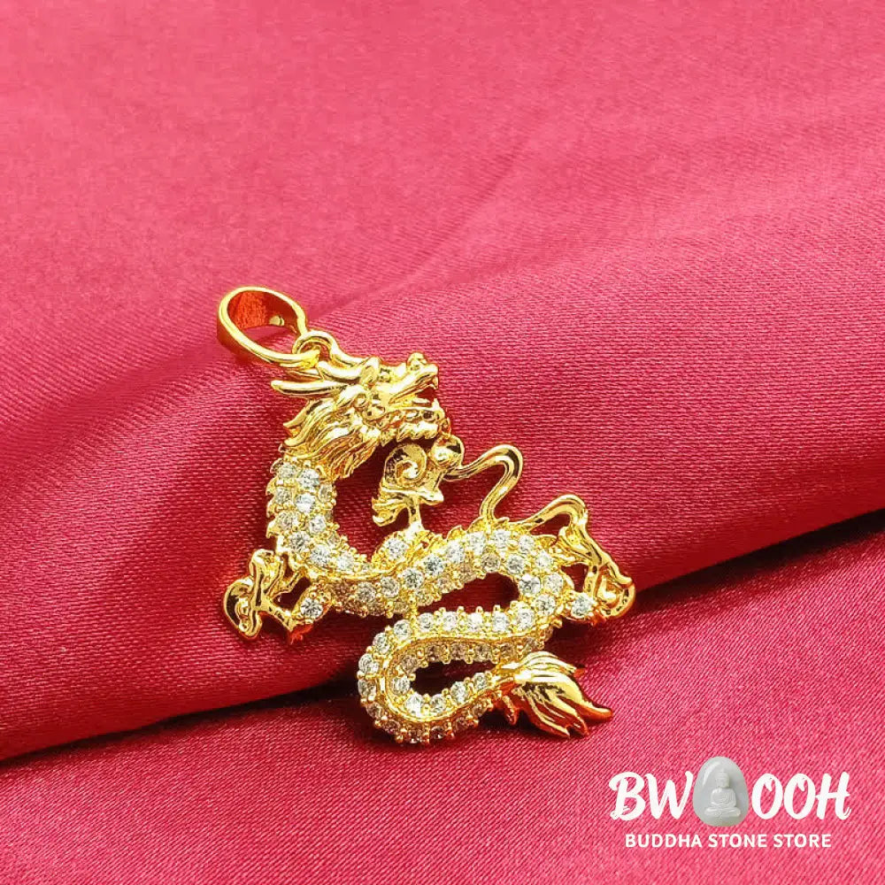 Buddha Stones Gold Dragon Protection Necklace Pendant - BWOOOH - Dragon - Necklaces &amp; Pendants