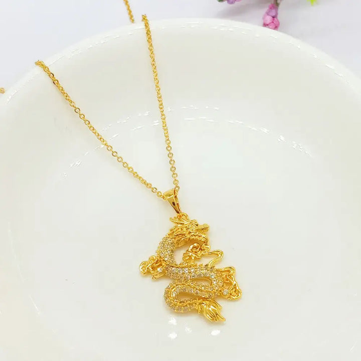 BWOOOH Gold Dragon Protection Necklace Pendant — copper dragon pendant for luck, strength, and protection