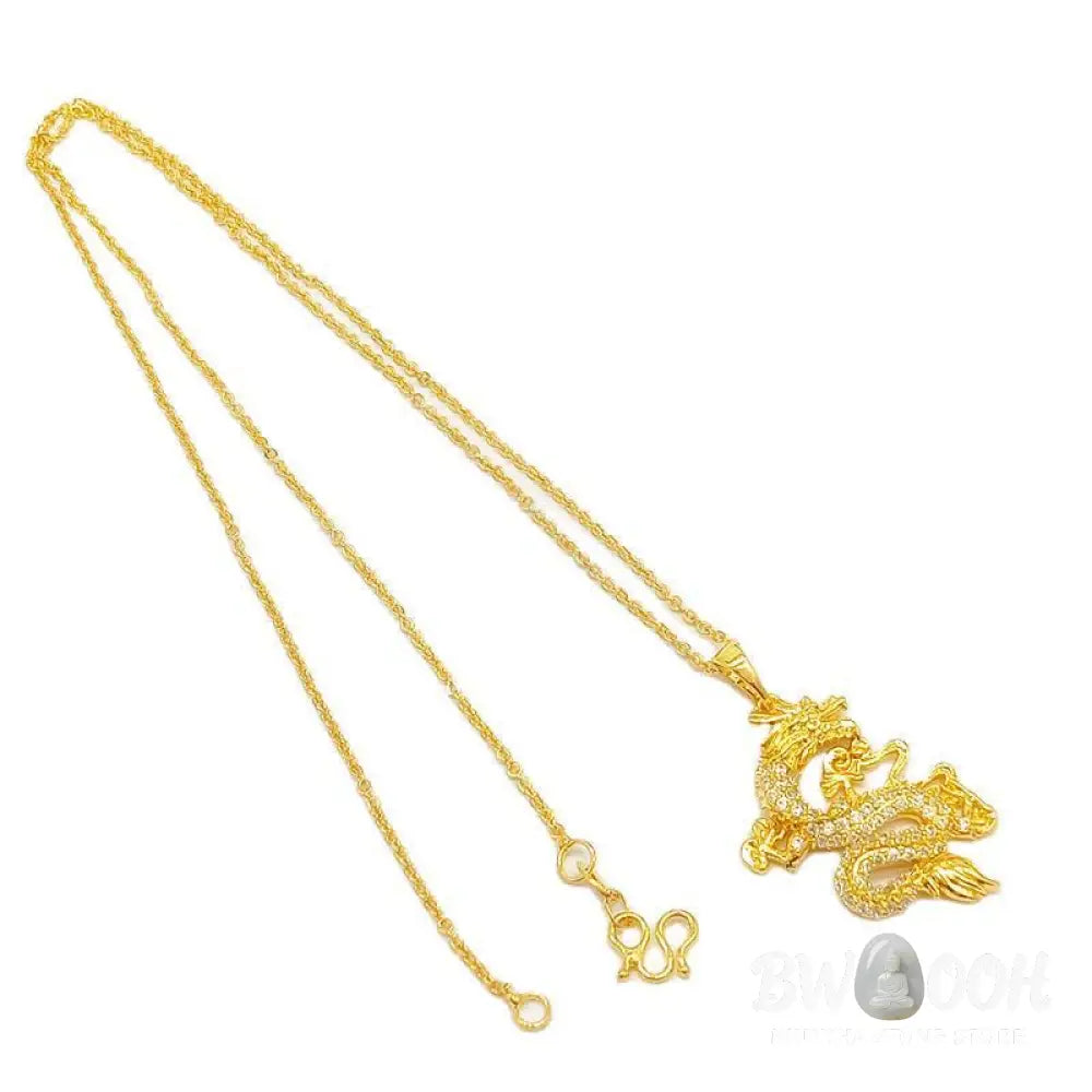 Buddha Stones Gold Dragon Protection Necklace Pendant - BWOOOH - Dragon - Necklaces &amp; Pendants
