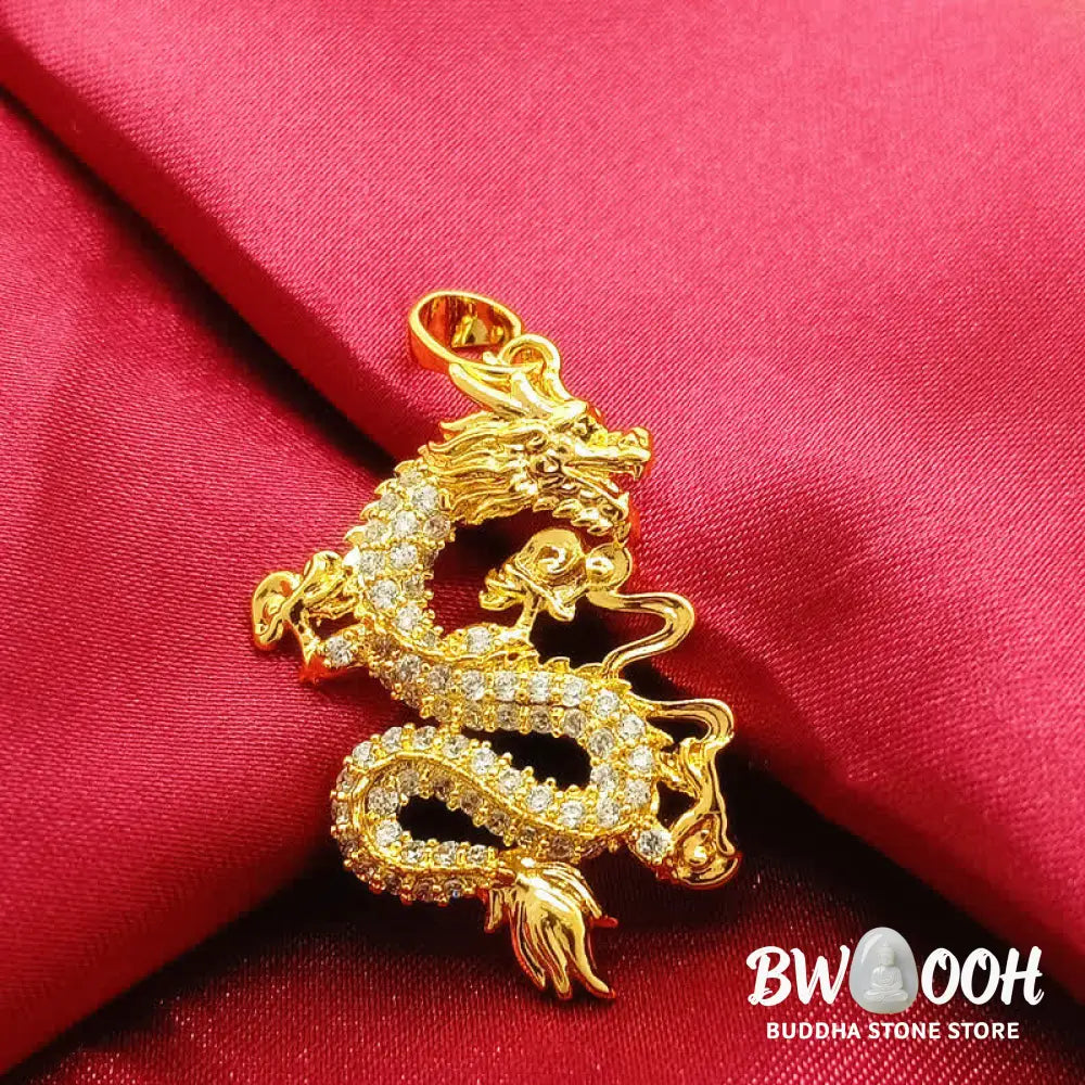 Buddha Stones Gold Dragon Protection Necklace Pendant - BWOOOH - Dragon - Necklaces &amp; Pendants