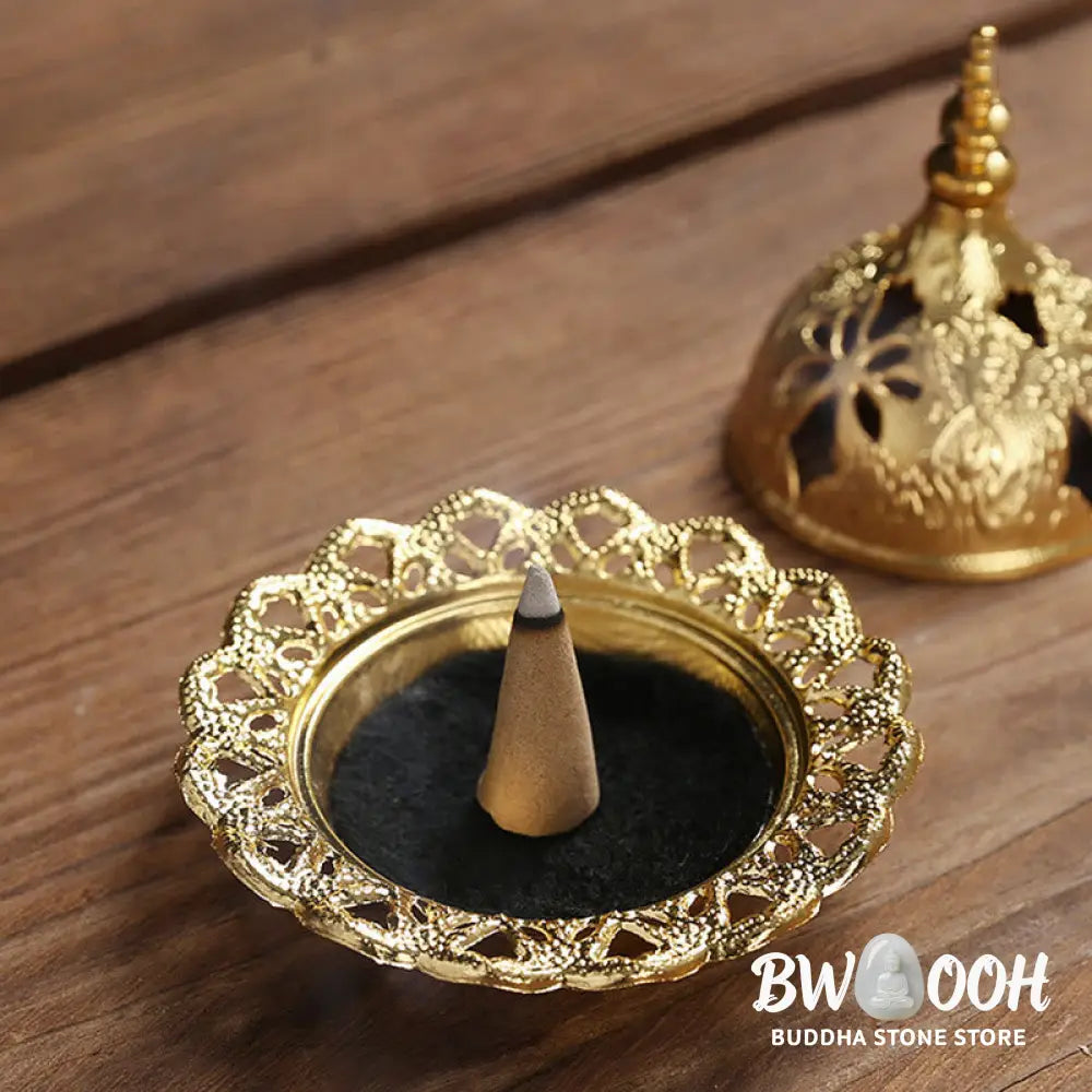 BWOOOH Gold Gourd Star Feather Spiritual Meditation Mini Alloy Metal Incense Burner - Incense Burner