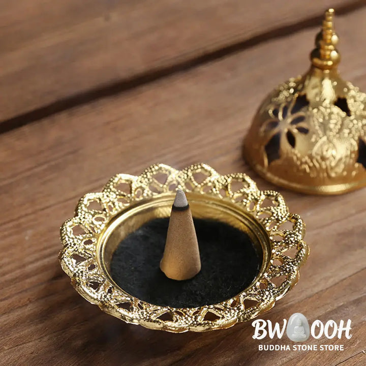 BWOOOH Gold Gourd Star Feather Spiritual Meditation Mini Alloy Metal Incense Burner - Incense Burner